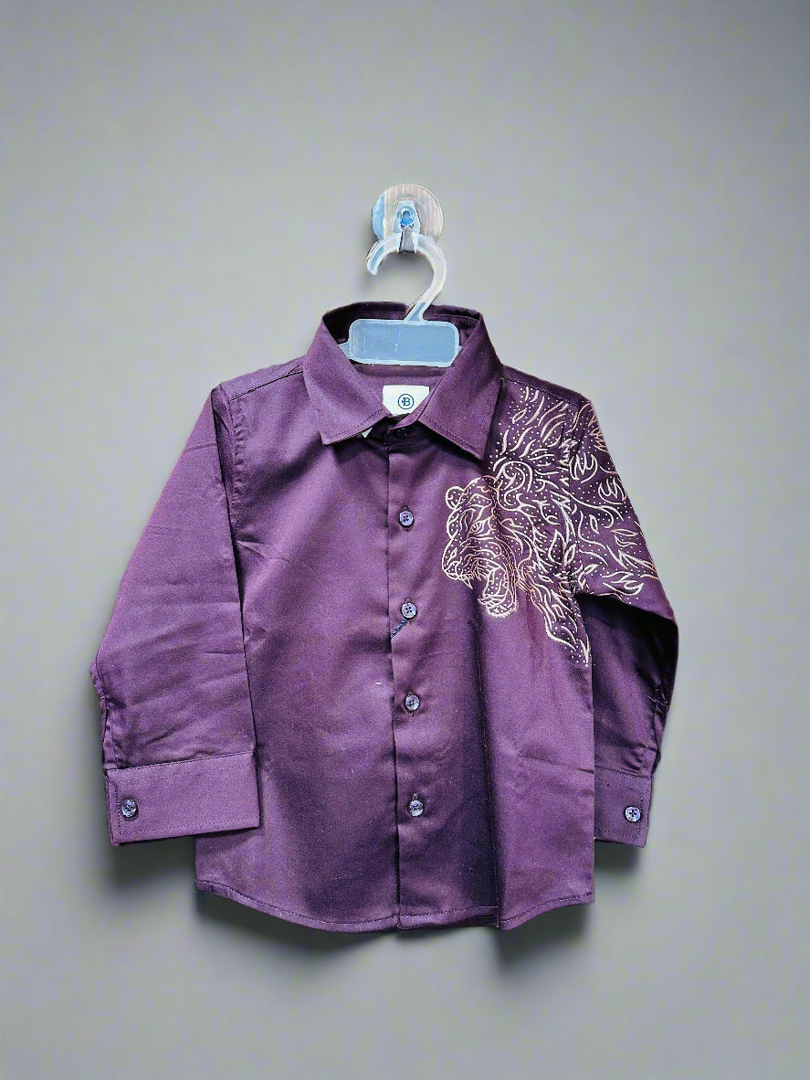 Luxe Thread Boys Purple Formal Shirt with Elegant Embroidery, perfect for Formal Wear for Kids