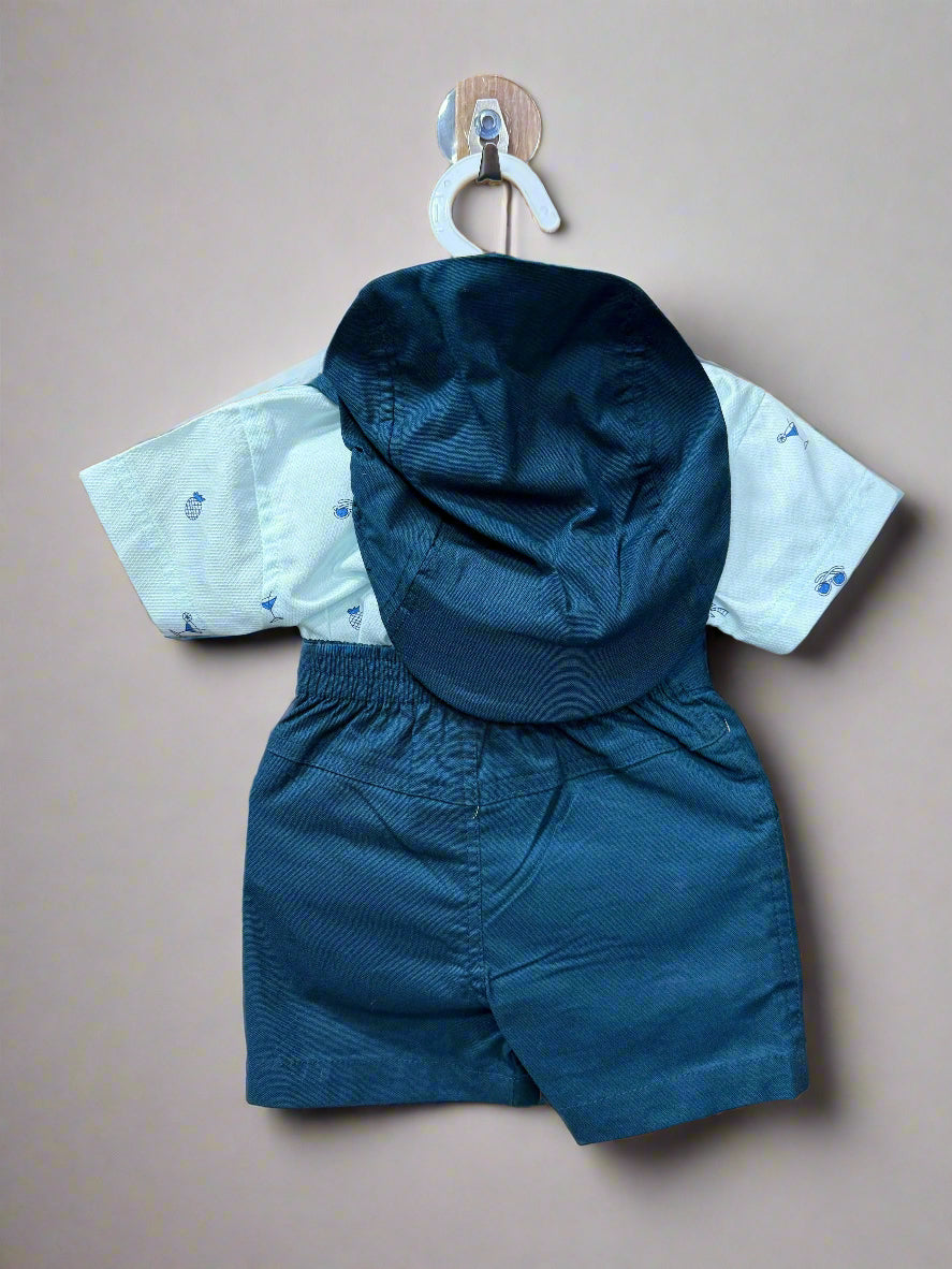 Toddler blue shorts set with bow tie featuring a stylish shirt and shorts for formal or casual occasions