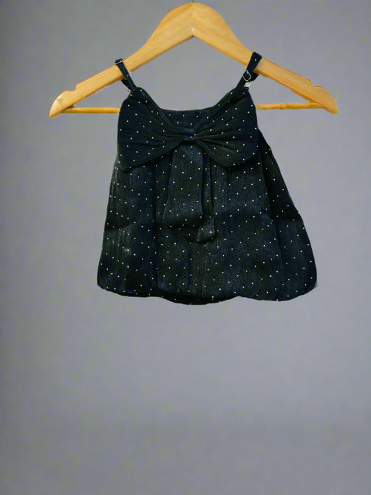 Luxe Thread White Embellished Cami for Girls with Bow Detail and Sparkling Accents