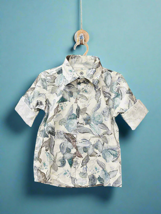 Luxe Thread boys summer shirt floral design in light colors, perfect for casual or formal occasions