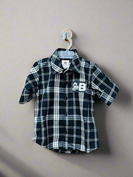Luxe Thread kids checkered button down shirt in black and white with a stylish design